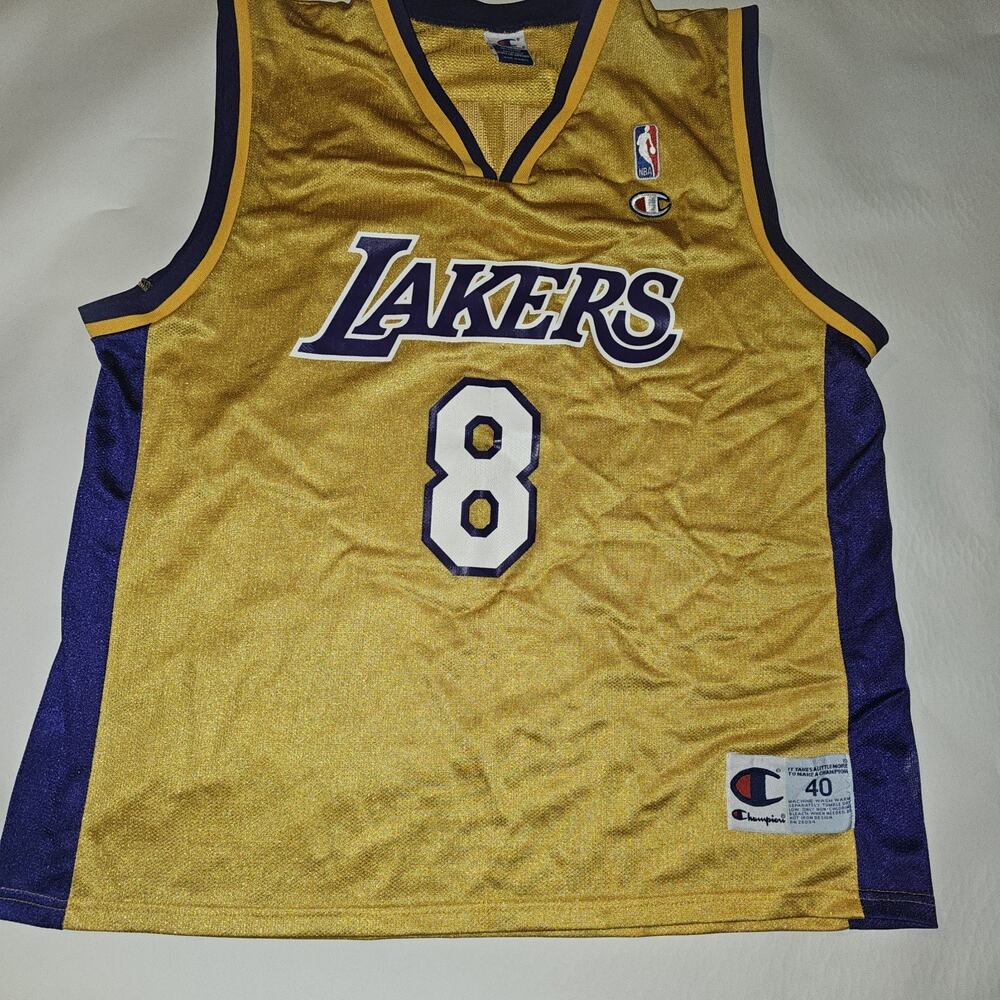 Vintage 90s Champion Los Angeles Lakers Kobe Bryant Jersey #8 Sz 40 Made Korea